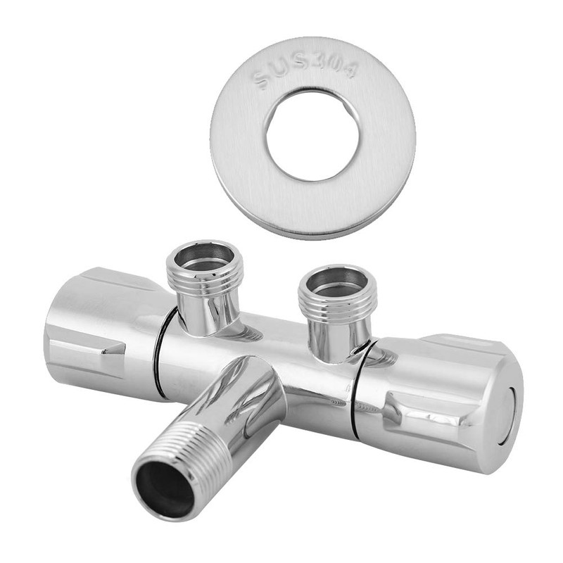 Copper Double Switch Outlet Angle Valve Toilet Bidet Shower Faucet
