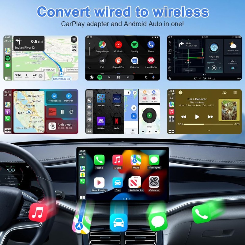 Flintronic Wireless CarPlay Adapter, Wireless Android Car & Carplay Wireless