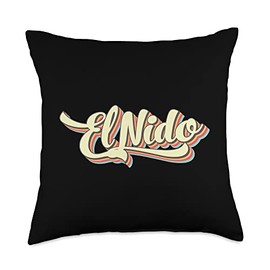 El Nido Retro Vintage Style T-ShirtsEl Nido Retro El Nido Tshirt Retro Art Baseball Font Vintage Throw Pillow, 18x18, Multicolor
