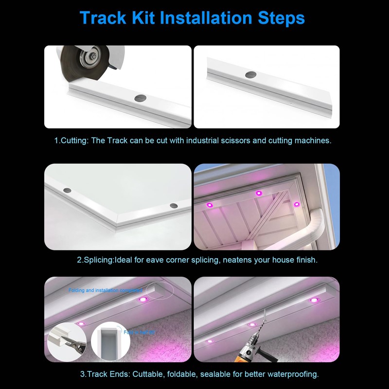 APPECK 13PCS Track Kit for Permanent Outdoor Lights C5111, 50ft,