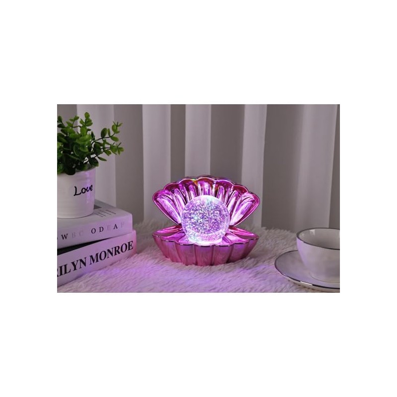 Sea Shell Lamp Pearl Metallic Pink Night Mood Light Clam