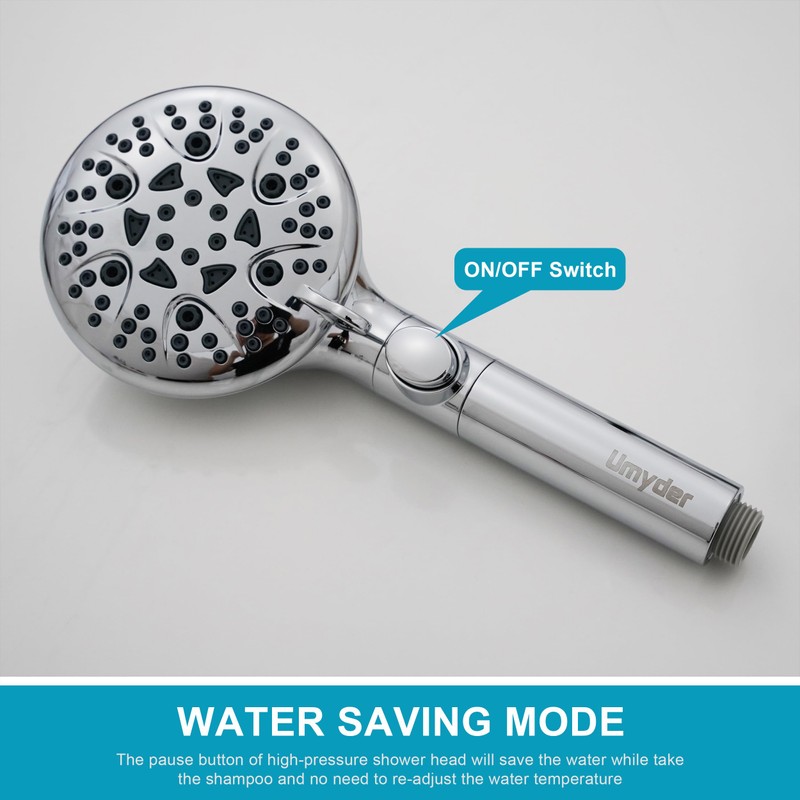 Umyder Handheld Shower Head with ON/OFF Switch,Detachable 8 Mode High