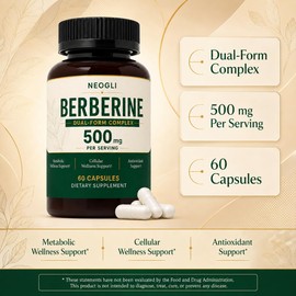 Berberine Supplement 500 mg, Dual-Form Complex, 60 Capsules