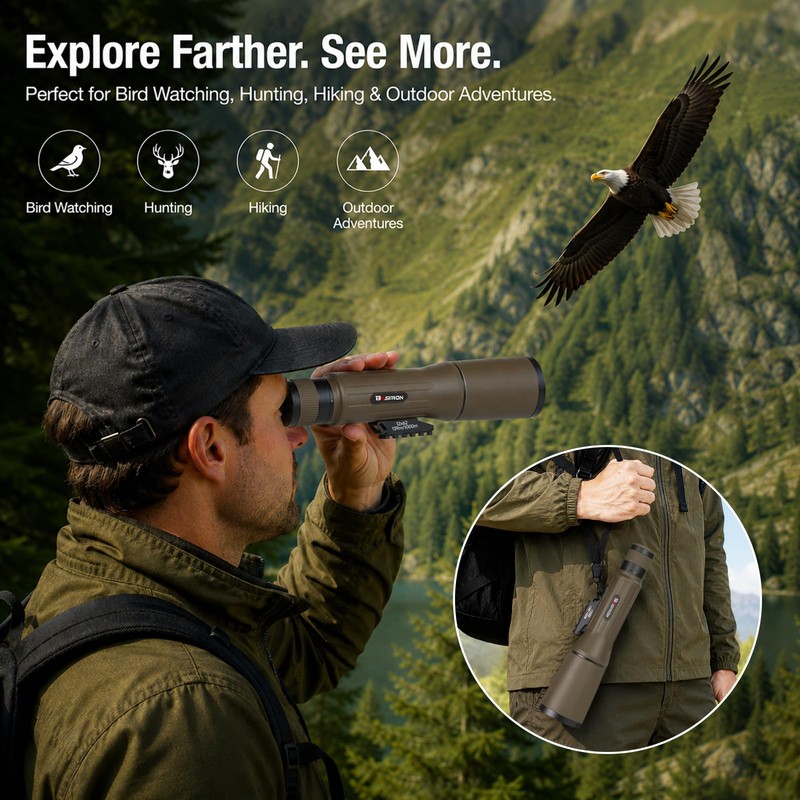 12x62 HD Spotting Scope with Tripod, Monocular Telescope for Adults,