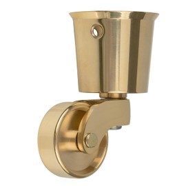 Philadelphia Style Solid Brass Round Cup Caster Wheel | 1 1/4" Wheel Diameter | Caster Wheels for Table, Sofa, Chest, Dresser, Cabinet, Cart, Chair | Vintage Furniture Rollers | UA-319-CWPB