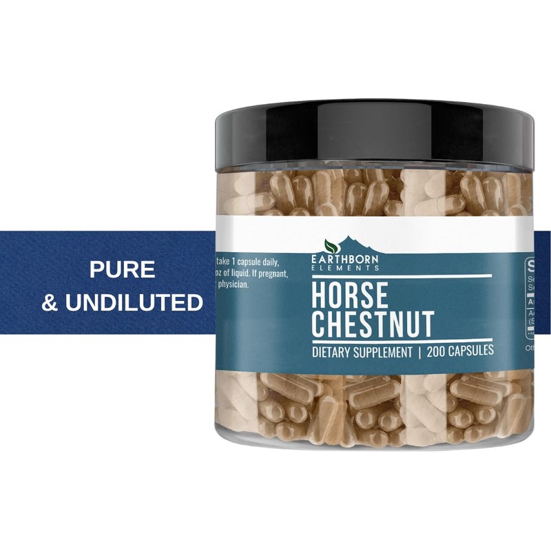 Earthborn Elements Horse Chestnut 200 Capsules, Pure & Undiluted, No