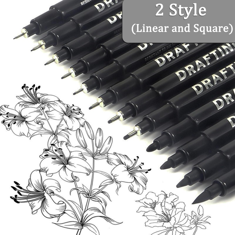 Calligraphy Pens, 12pcs Calligraphy Set For Beginners, Black Drawing Pen,