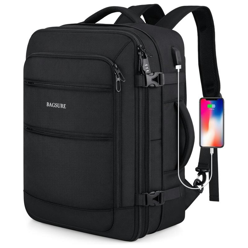 Bagsure 42L Travel Backpack, Hidden Straps, 3 Packing Cubes, Laptop