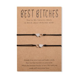 CheersLife Pack of 2/3 Best es Bracelets for Best Friend Wish Band Hollow Heart Bracelet for Women Girls Sister Bracelet Friendship, Stainless Steel, Bead