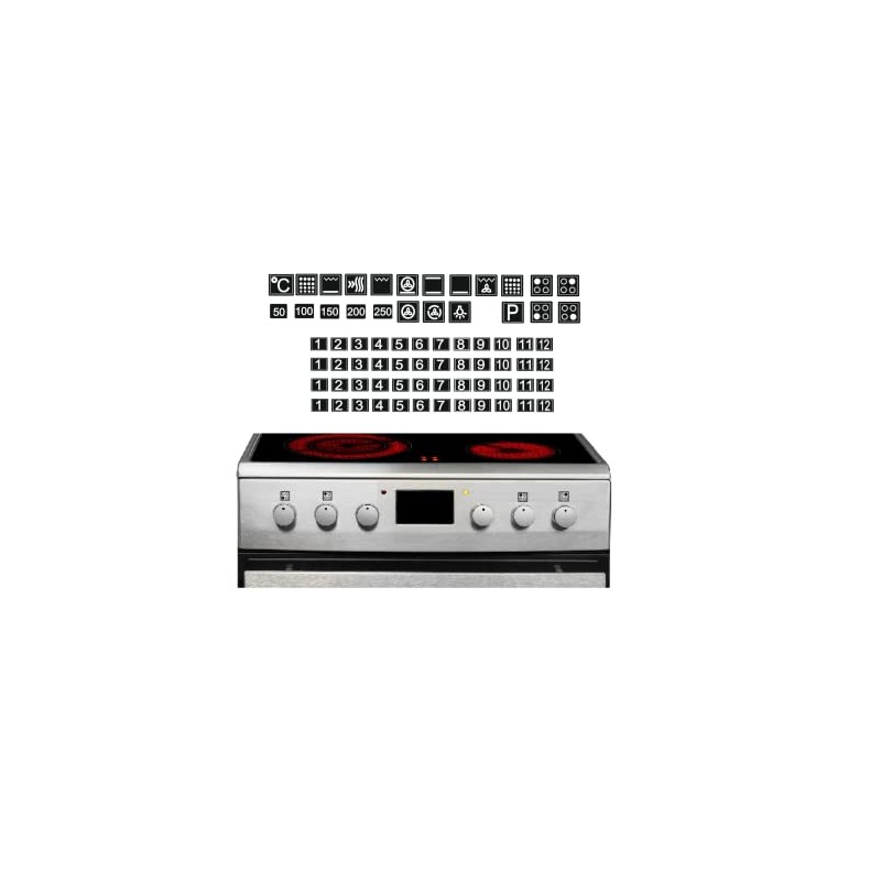 Cooker Symbol Sticker Set for Cooker Labelling (RPt32) (9 mm