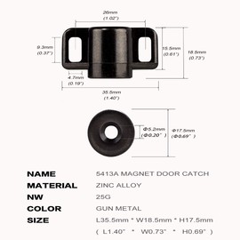 Keenkee 4 Pack Magnetic Cabinet Door Catch with Neodymium Magnet Cabinet Latch Magnetic Closure Hardware for Kitchen Cupboard and Closet Door Closing, Black Tone Gun Metal