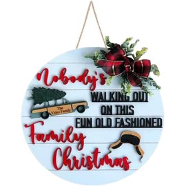 Baokcotei 2024 Christmas Wreath Xmas Decorations Winter Wreaths Merry Christmas Sign for Holiday Rustic Farmhouse Front Door Porch Wall Window Outside Decorations (3D Type White)