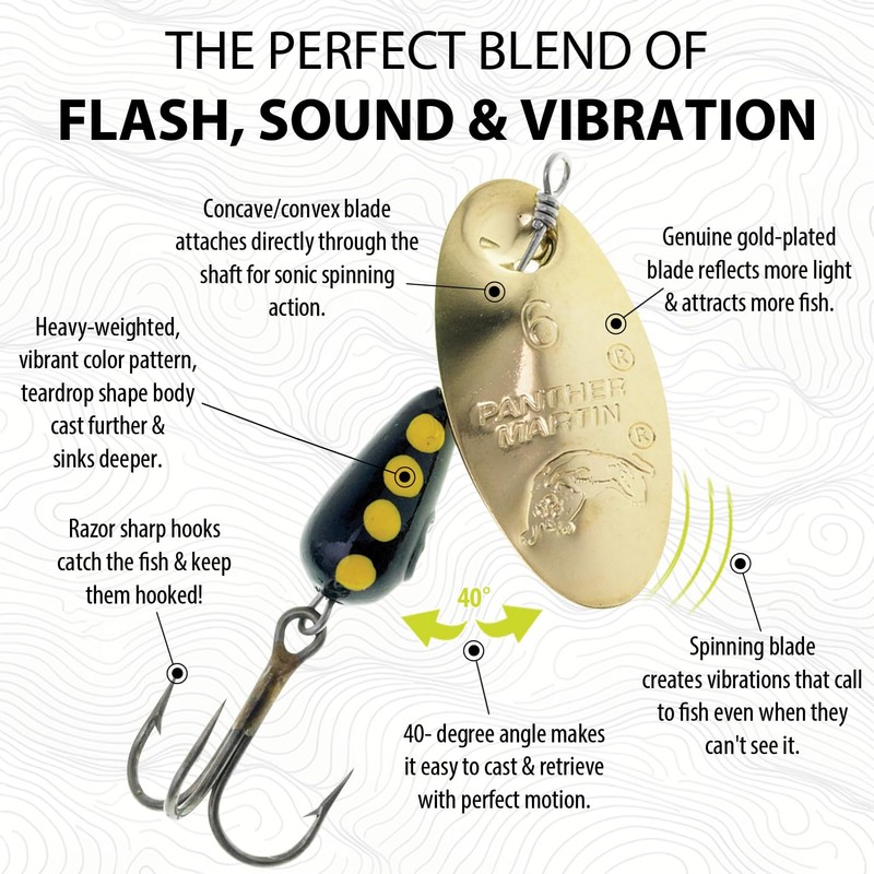 Panther Martin PMR_6_G Classic Regular Teardrop Spinners Fishing Lure -