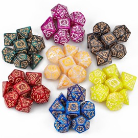CiaraQ DND Dice Set -7 X 7 Dragon Pattern Polygonal Dices (49 Pieces) Dungeons&Dragons Role Playing Table Game