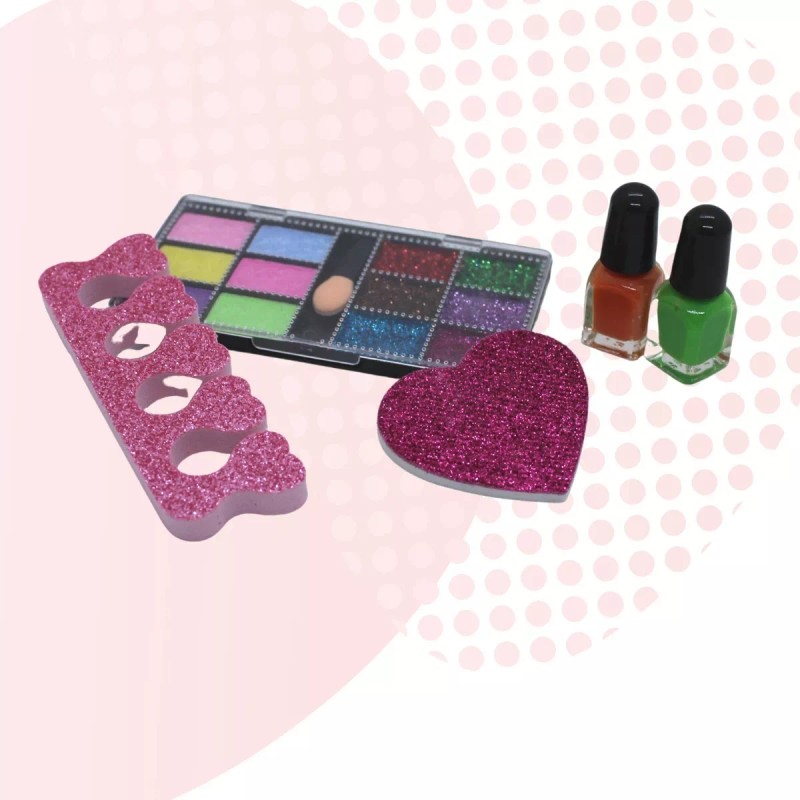 Bisutex Set Kit Niña Maquillaje Esmaltes Paleta Sombras Niña Glitter