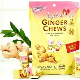 Prince of Peace Ginger Chews Candy with Lychee (100% Natural) 4oz~8/25/2025