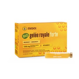 Medex Biologisches Gelée Royale FORTE, extra stark mit 1500 mg Gelée Royale, Flüssigkeit in Ampullen, leicht zu öffnen, mit natürlichem Vitamin C, aus biologischem Anbau 10 x 9 ml
