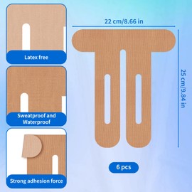 6 Pcs PreCut Kinesiology Tape for Knees Waterproof Elastic Knee Pain Tape Support Stability Breathable Athletic Tape for Running HIIT Squats (Black)