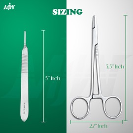 MJW Scalpel Handle no 3 with Holder & 10 Pcs Crafting Edges – Stainless steel Crafting Handle No.3 Ideal for Wood Art, Card Making, Grafting, Sculpting and Dermaplaning