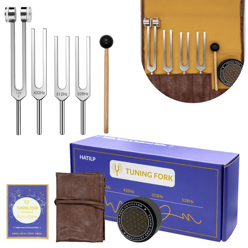 Tuning Fork Set – 128Hz 432Hz 512Hz 528Hz Weighted &