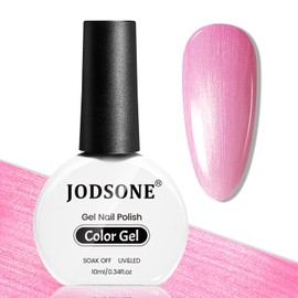 JODSONE JODSONE 10ml Glitter Gel Nail Polish, Pink Glitter Gel Polish All Seasons Neutral Soak Off U V Lamp Deep Pink Nail Polish Nail Art Design Manicure Salon DIY Home