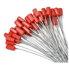 10 x Security Cable Seals Numbered Security Tags Tamper Proof Tags Pull Tight Steel Wire Seals for Truck, Trailers, Cargo, Containers, Vans, Oil Tank, Milk Vehicle (Red, Pack of 10pcs)