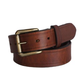 1-1/2" Full Grain Belt - Brown - Size 34 - RGB-110 - Oil Tanned Solid Thick Leather and Roller Buckle - R.G. BULLCO