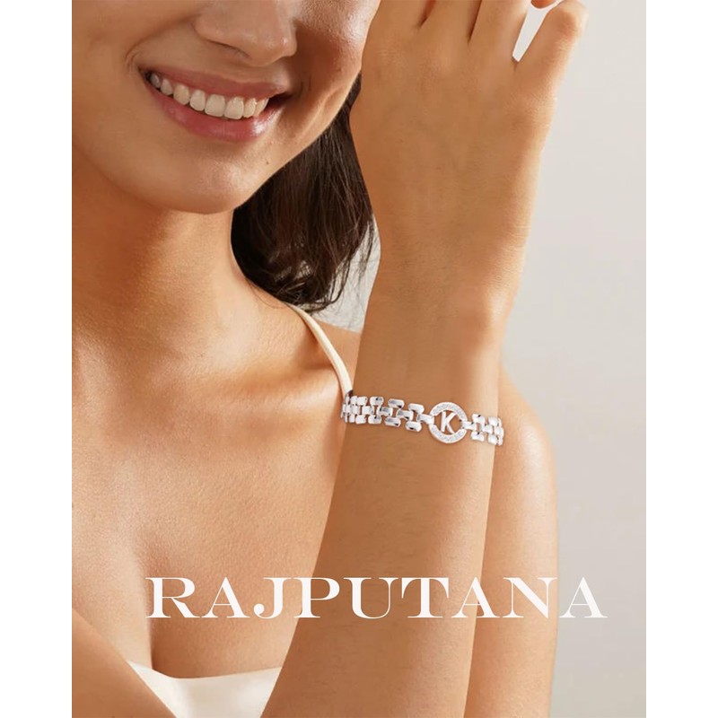 Rajputana Initial Bracelets for Women, 14K Gold-Plated Letter Bracelets from