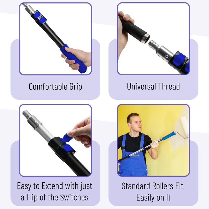 Bates- Extension Pole, 1.4 to 3 Ft Pole, Dark Blue,