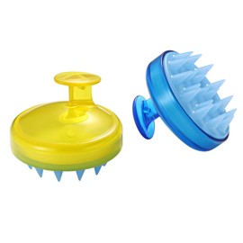 Vtrem Scalp Massage Brush Dandruff 2 Pack Wet and Dry Shampoo Brush Scalp Massager with Soft Silicone Rubber Hair Brush Shower for Women, Men, Pet (Blue & Yellow)