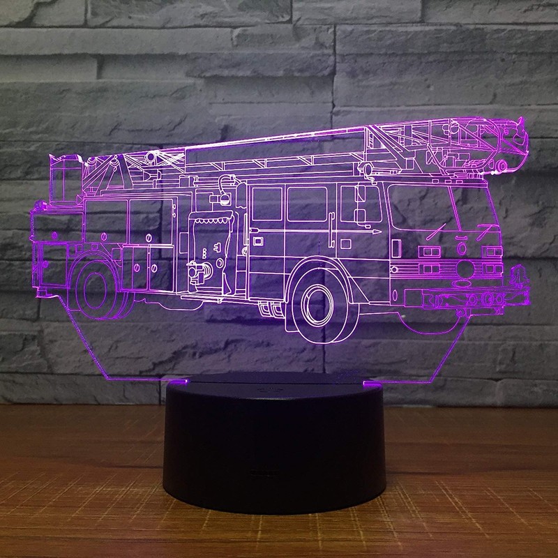 Creative 3D Fire Truck Night Light 16 Colors Changing USB