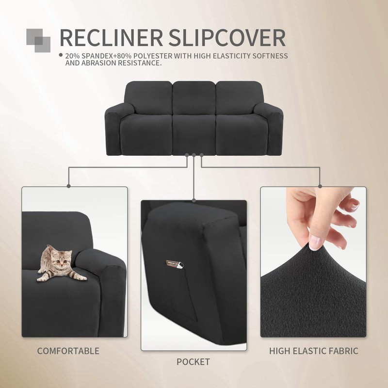Easy-Going 8 Pieces Microfiber Stretch Sectional Recliner Sofa Slipcover Soft