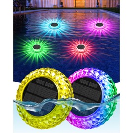 VIRIDI Solar Floating Pool Lights, RGB Color Changing Waterproof LED Lights, Super Bright Decorative Lights for Summer Pool Parties, BBQs, Backyard Patio, Garden & Wedding Party (6Pack)