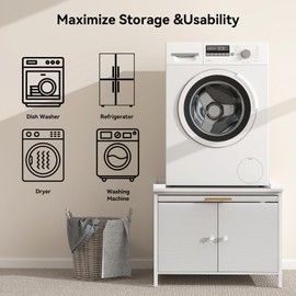 Laundry Pedestal for Washer and Dryer, 29" Universal Washing Machine Stand with Adjustable Feet, Fit Anti-Vibration Design with Telescopic Laundry Basket Shelf, 700 LBS Capacity, White