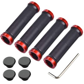 Aiqeer 2 pairs of bicycle handlebar grips, rubber bicycle grips, ergonomic bicycle grips, non-slip design, suitable for all weather conditions (red)