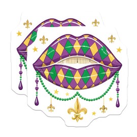 (2 Pack) Mardi Gras Lips Magnets - Festive Lip Decor - Carnival Party Decorations - 5" On Longest Side - for Cars, Fridges, Toolboxes - Made in USA - MAG5771