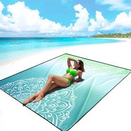 AISPARKY Beach Blanket Waterproof Sandproof Oversized 79" X 83" Lightweight Quick Drying Outdoor Vacation Essentials Picnic Mat for Camping,Travel,Hiking