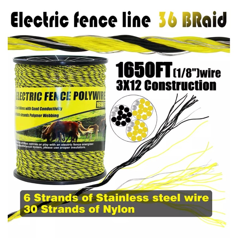 BESTEEL Alambre Polietileno Cerca Eléctrica 500 Metros