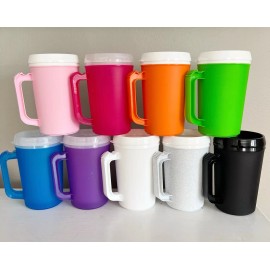 Unbranded Mega Mugs- Retro Thermos Mugs- Hot or Cold Drinks 22oz 90s Mug Insulated, FUN!!! - Orange