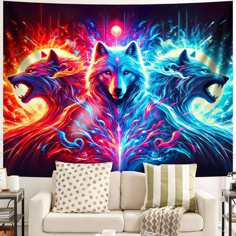 BVBOX Blacklight Tapestry,Animal Tapestry Glow In The Dark,UV Reactive Black
