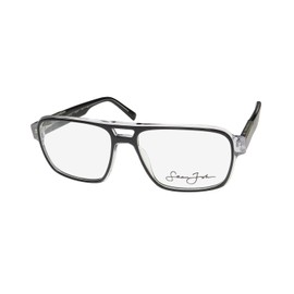 Sean John 5101 Eyeglass Frame/Glasses Italian Mob Boss Look Celebrity Line Hot [59-16-150, black crystal]