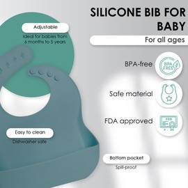 Bluet B- Silicone Baby Feeding Set - Baby Led Weaning Supplies - Baby Spoons, Suction Bowl - Plate - Baby Utensils Set - Silicone Feeding Set for Baby First Foods, Infant Eating - 8pcs - Blue