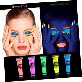 TOVINANNA 5pcs Glow Body Paint Neon Craft Fluorescent Face Painting Washable Safe Face Paint for Parties Events
