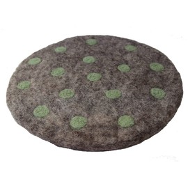 Maharanis Fairtrade Hand Felted Coaster 21cm Heather Grey, Mint Polka Dot
