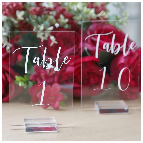 UNIQOOO Acrylic Wedding Table Numbers 1-10 with Stands | 4x6