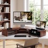 Fenge Dual Monitor Stand, Corner Desk Shelf with Drawer &