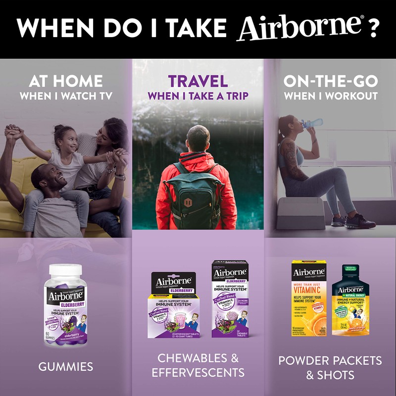Airborne Elderberry + Zinc & Vitamin C Gummies for Adults,