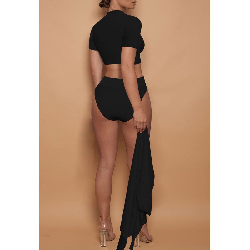 Viottiset Women's 3 Piece Siwmsuit Cover Up High Waist Bikini