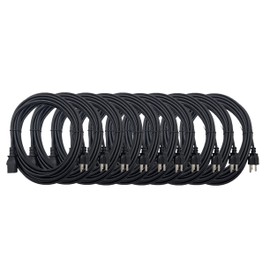 12 Feet Universal AC Power Cord 18AWG (NEMA 5-15P to C13) (Black) 10-Pack (M05-113UL12-10P)