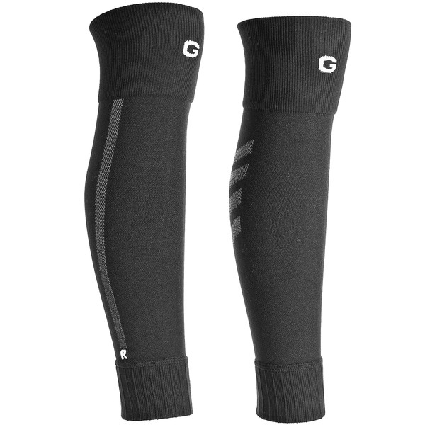 Gogogoal Football Sock Sleeves Men Women Paired with Non-Slip Socks Fits Over Calf/Shin Pads Compression Calf Sleeve Sock for Soccer Rugby Running Black L 1P